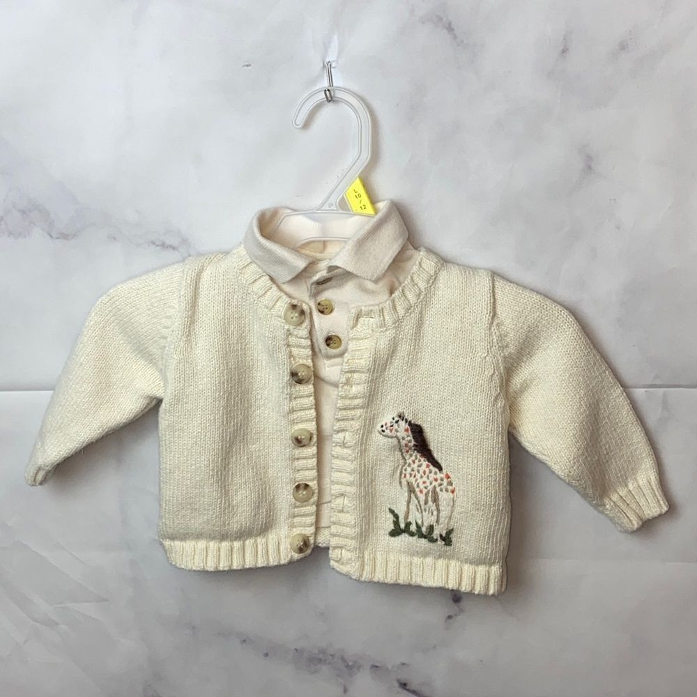 Goodlad of Philadelphia Baby swag cream giraffe sweater and undershirt